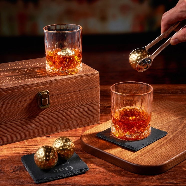 Unique Personalized Average Golfer Whiskey Gift Box Customized Golf Gift Set Gifts for Men by Groovy Guy