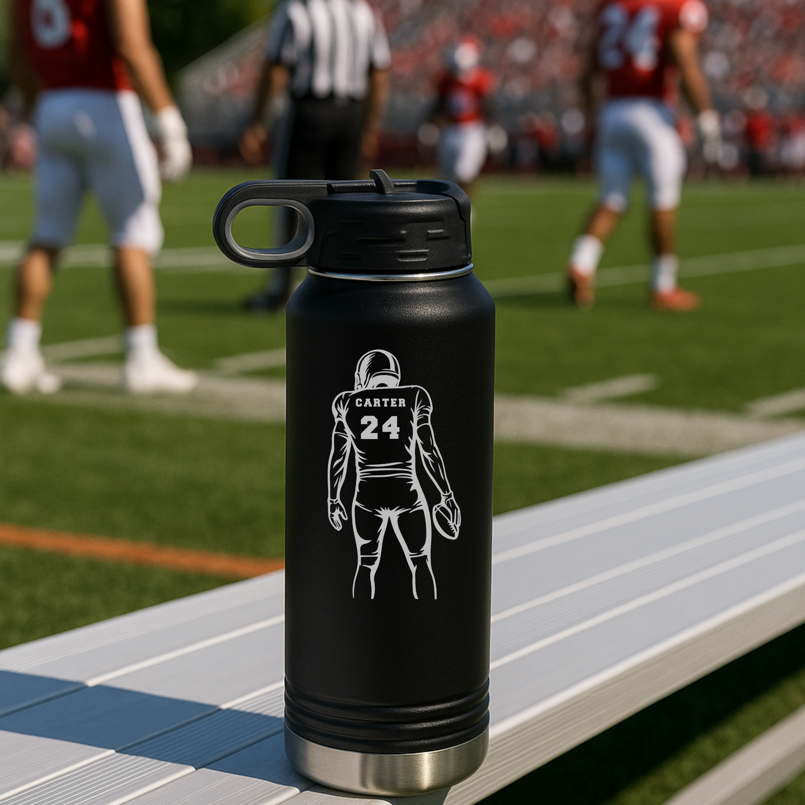 Football Player Water Bottle