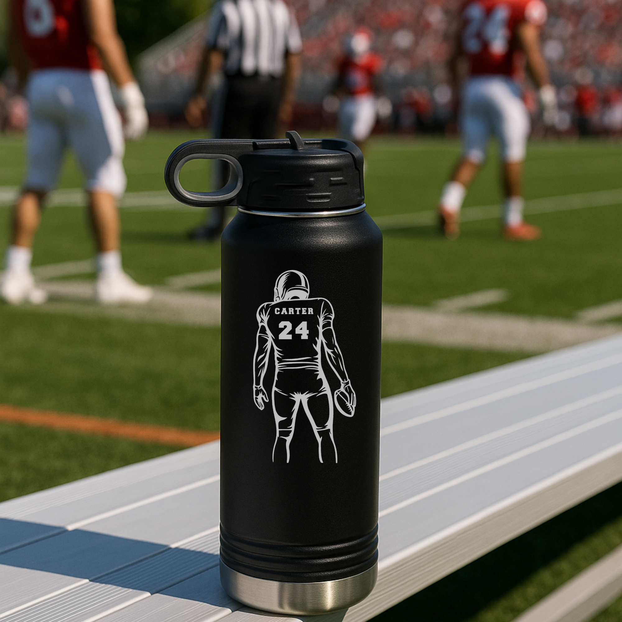 Football Player Water Bottle