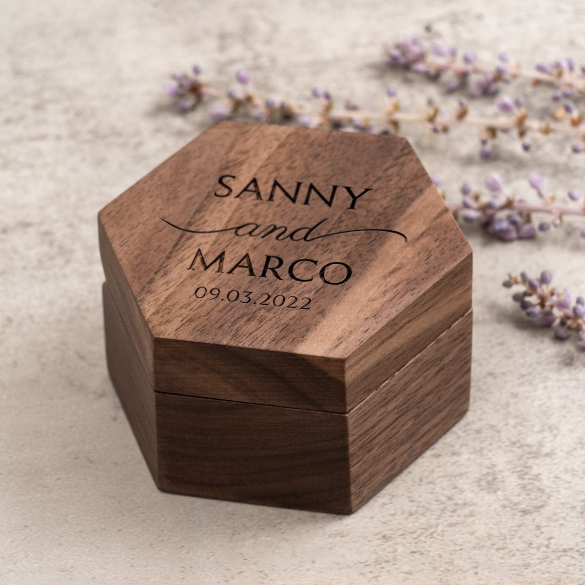 Unique Personalized Harmony Hexagon Ring Box Customized Ring Gifts for Men by Groovy Guy
