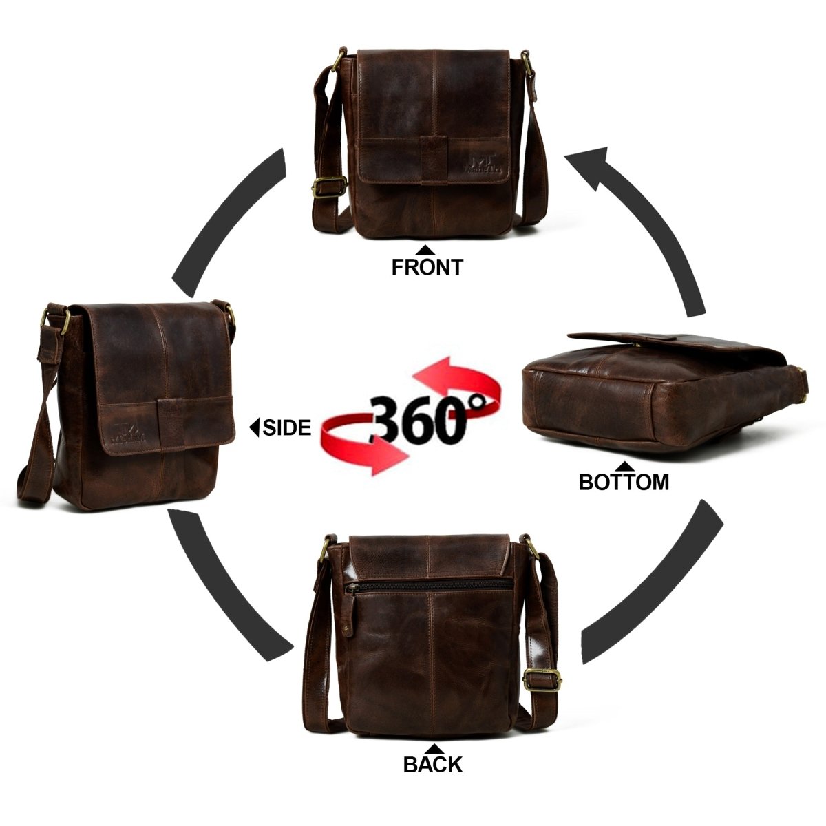 Unique Personalized Brown Leather Crossbody Bag Customized Gifts for Men by Groovy Guy
