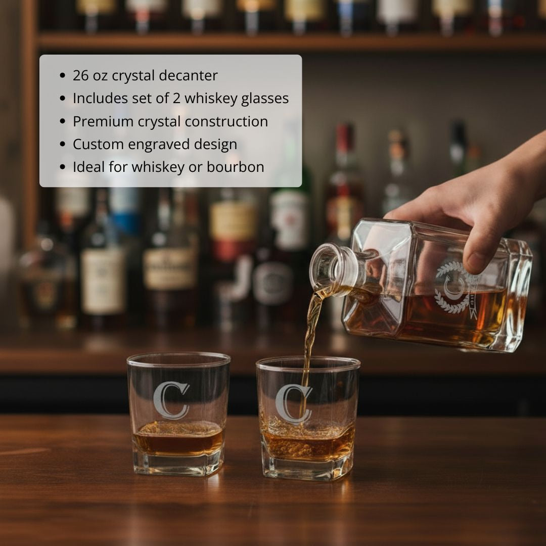 Premium Personalized Whiskey Decanter Set