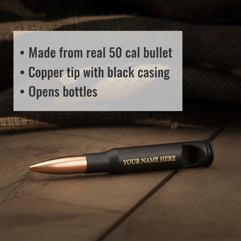 Personalized 50 Cal Bullet Bottle Opener