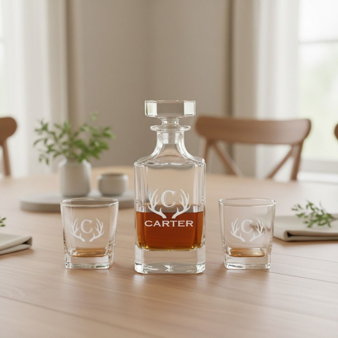 Premium Personalized Whiskey Decanter Set