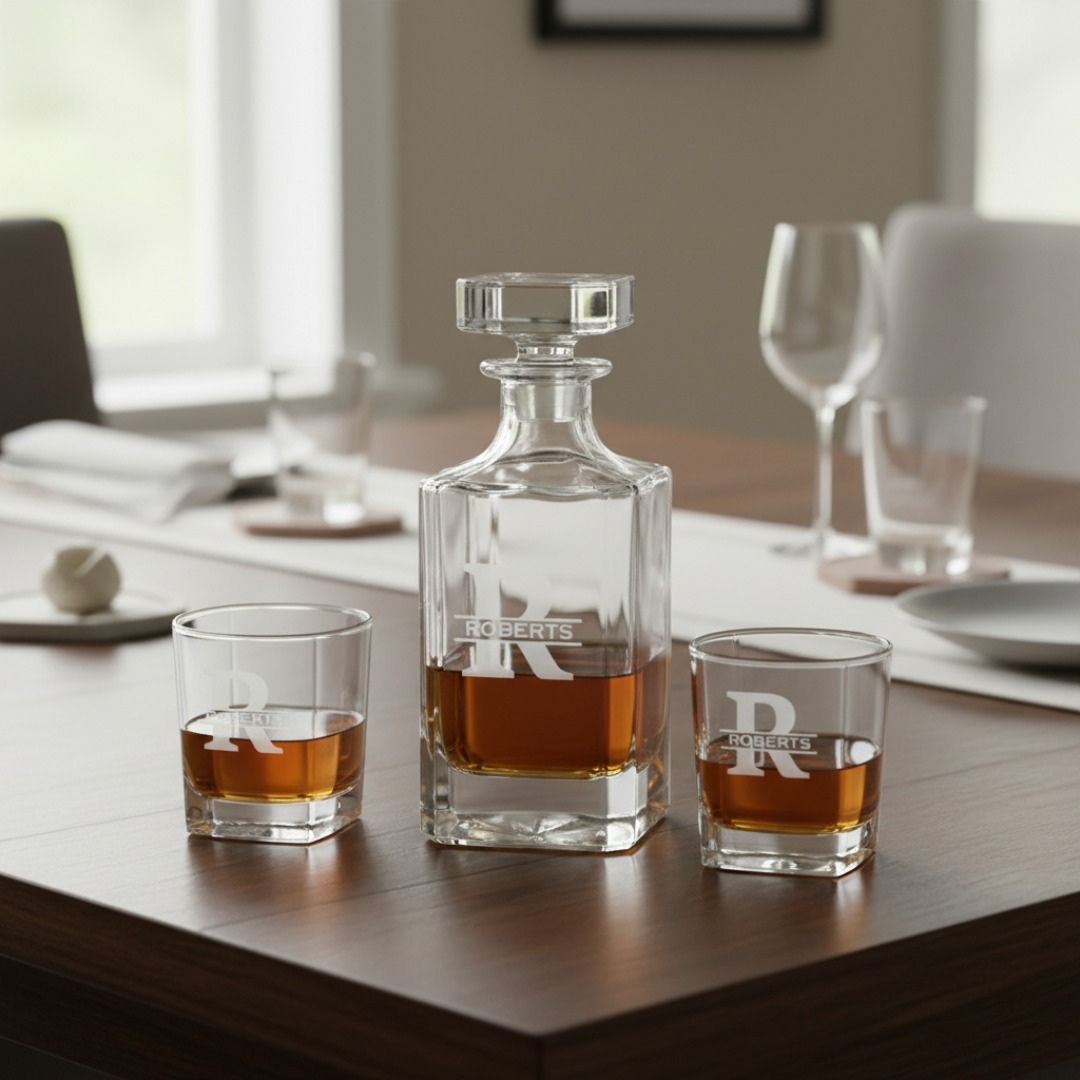 Premium Personalized Whiskey Decanter Set
