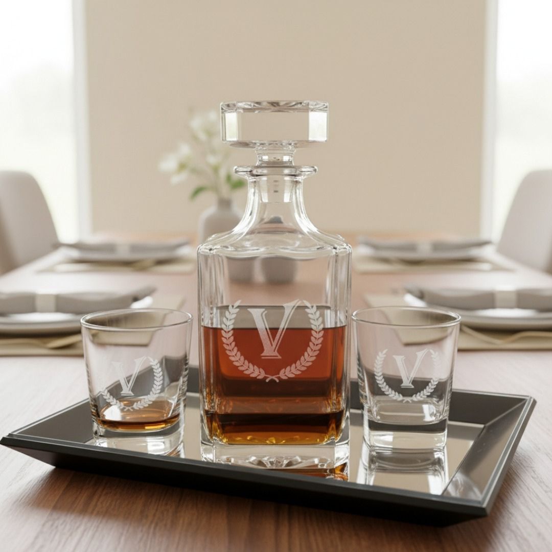 Premium Personalized Whiskey Decanter Set