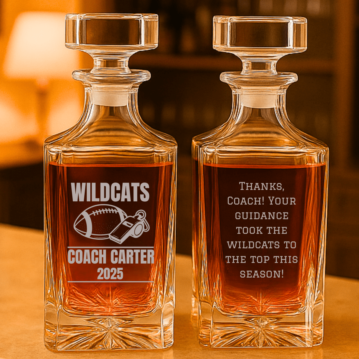 Unique Personalized Football Coach Decanter Customized Football Gifts for Men by Groovy Guy