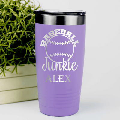 Light Purple Baseball Tumbler With Addicted To The Diamond Design