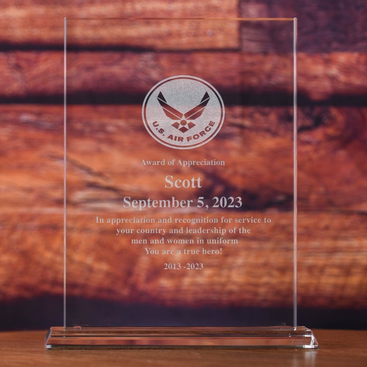 Unique Personalized Military Glass Recognition Award Customized desktop award Gifts for Men by Groovy Guy