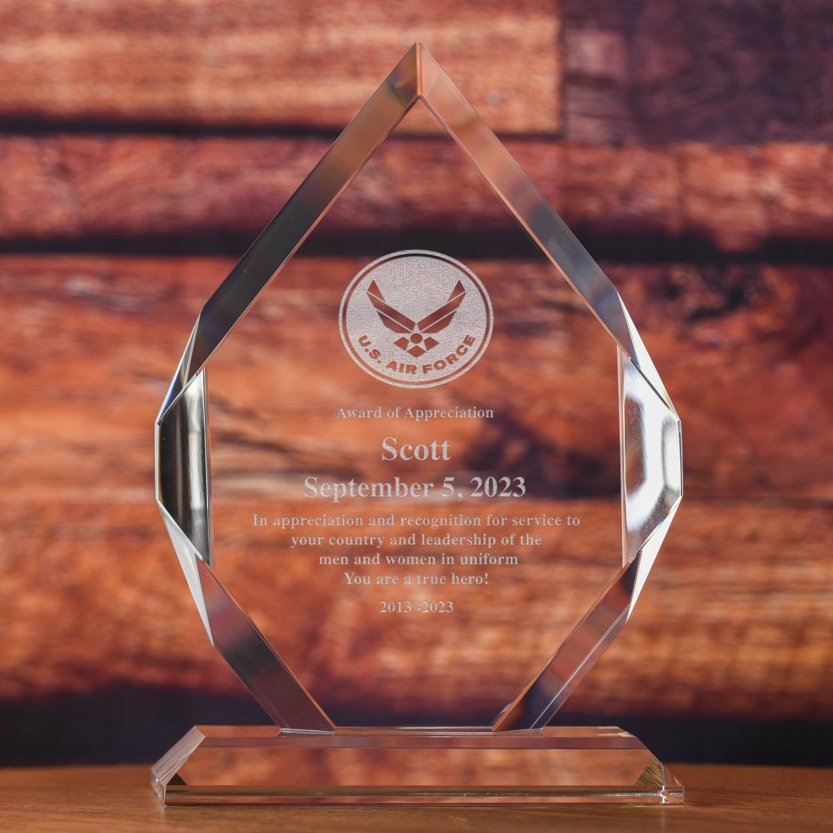 Unique Personalized Military Crystal Diamond Recognition Award Customized crystal award Gifts for Men by Groovy Guy
