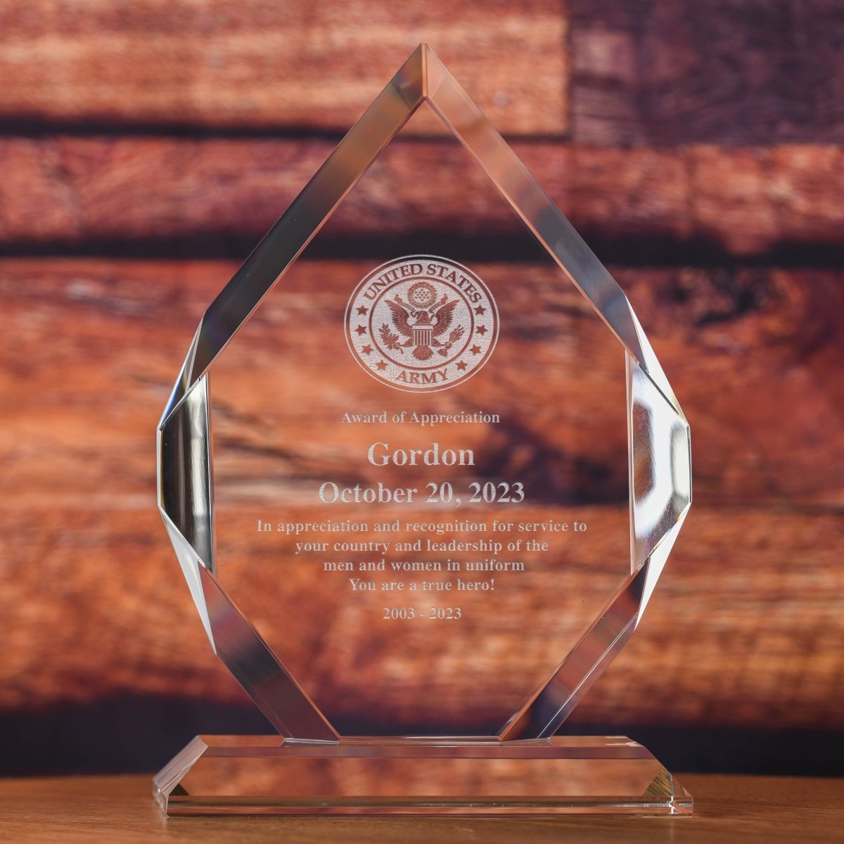 Unique Personalized Military Crystal Diamond Recognition Award Customized crystal award Gifts for Men by Groovy Guy