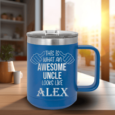 Blue Uncle Mug Shaped Tumbler With Awesome Uncle Looks Like Design
