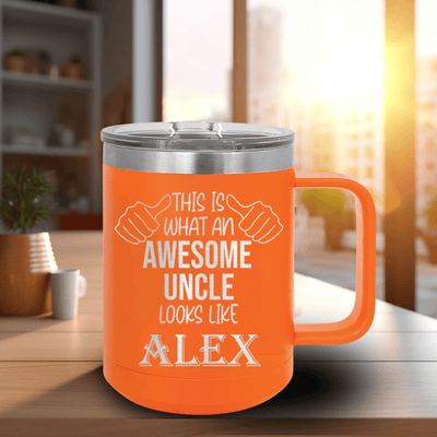 Orange Uncle Mug Shaped Tumbler With Awesome Uncle Looks Like Design