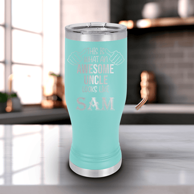 Teal Uncle Travel Mug With Handle With Awesome Uncle Looks Like Design