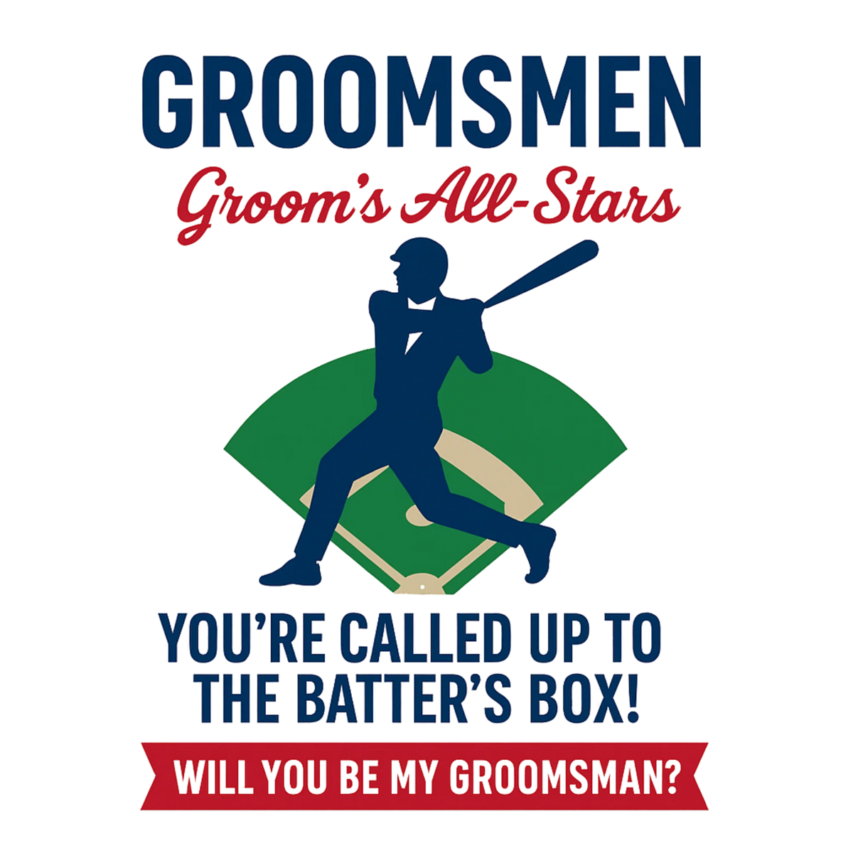 Baseball-themed groomsman proposal card with vintage design and rustic cardstock