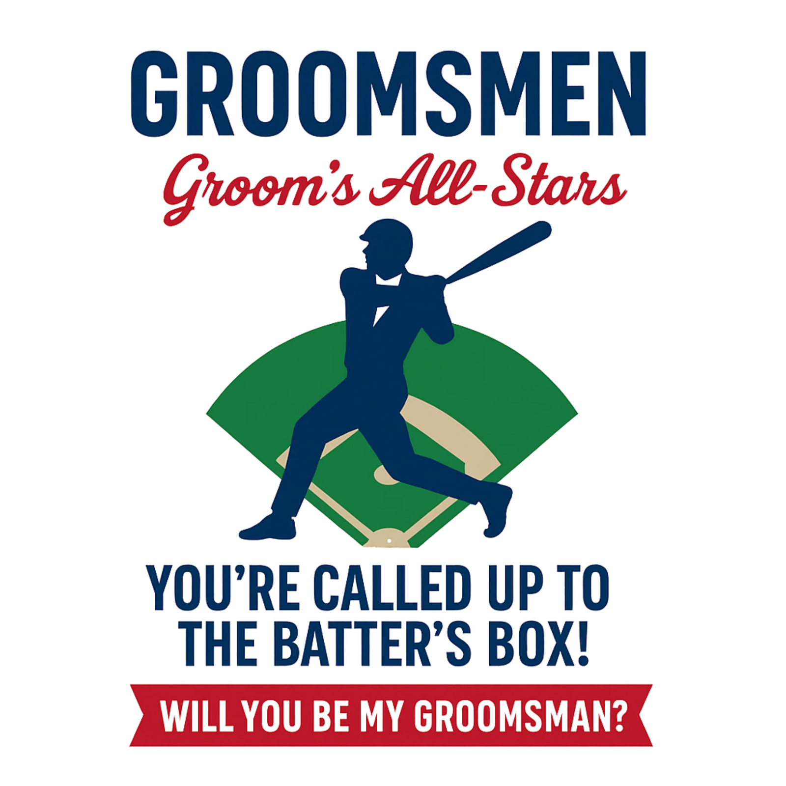 Baseball-themed groomsman proposal card with vintage design and rustic cardstock