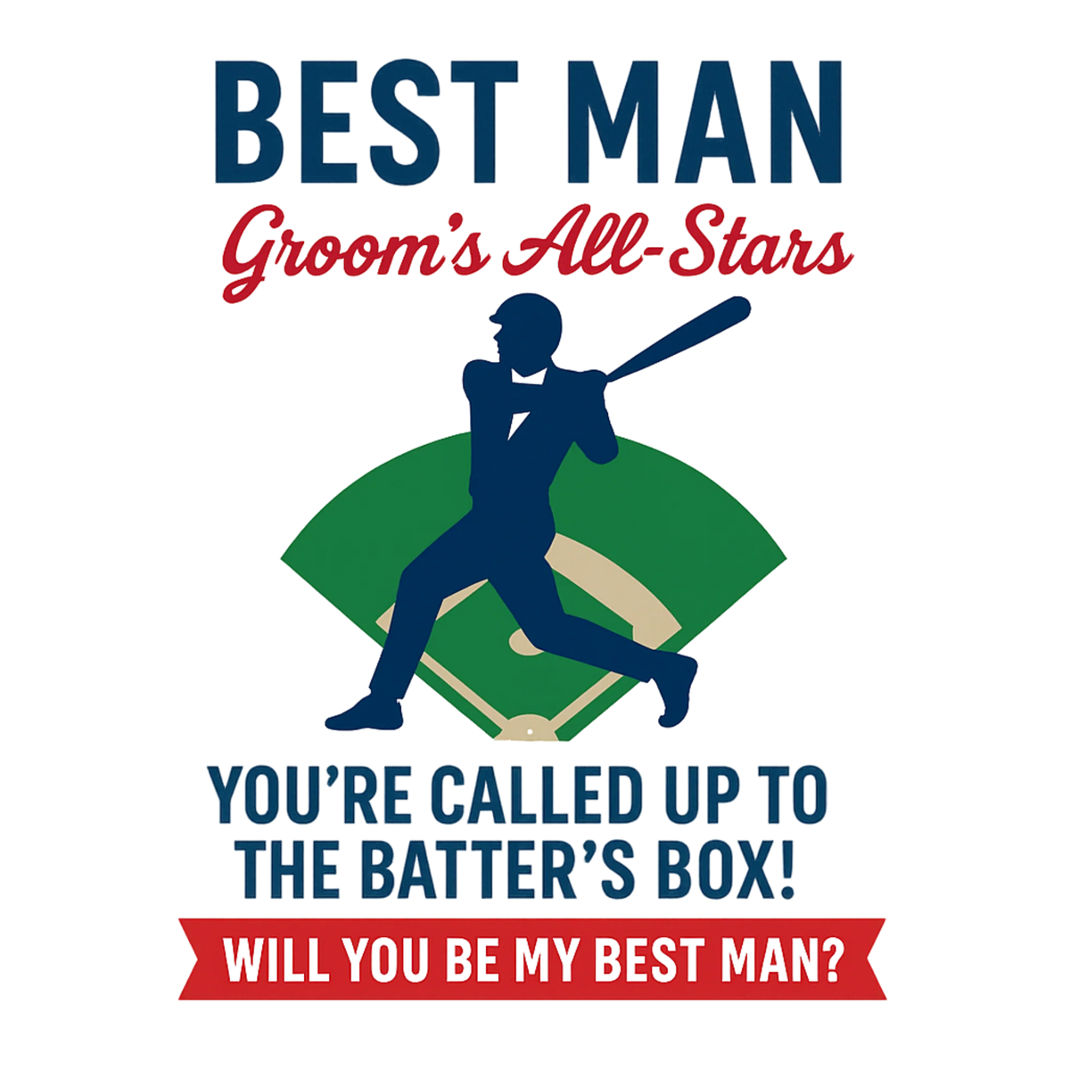 Baseball-themed groomsman proposal card with vintage design and rustic cardstock