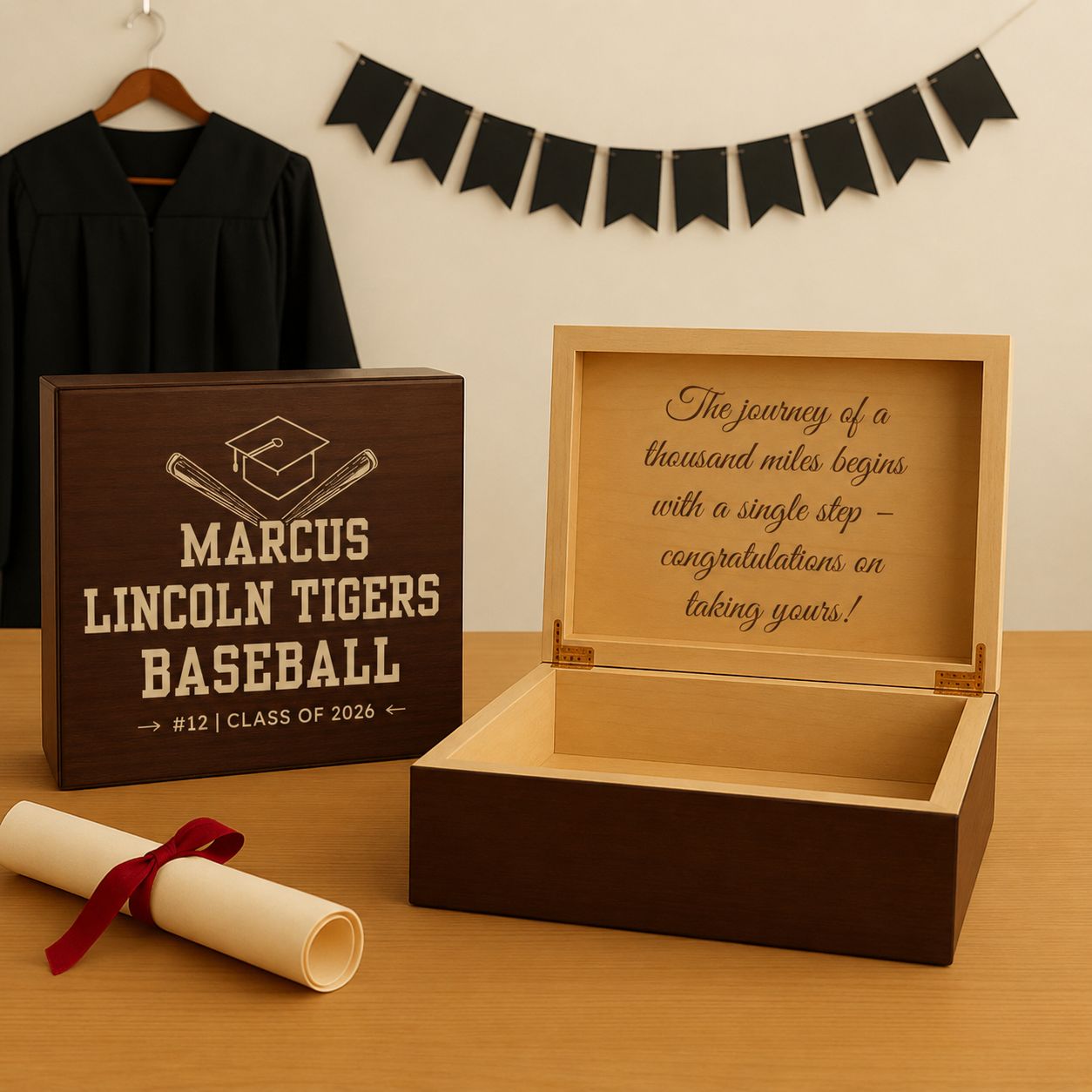 Senior Baseball School Keepsake Box