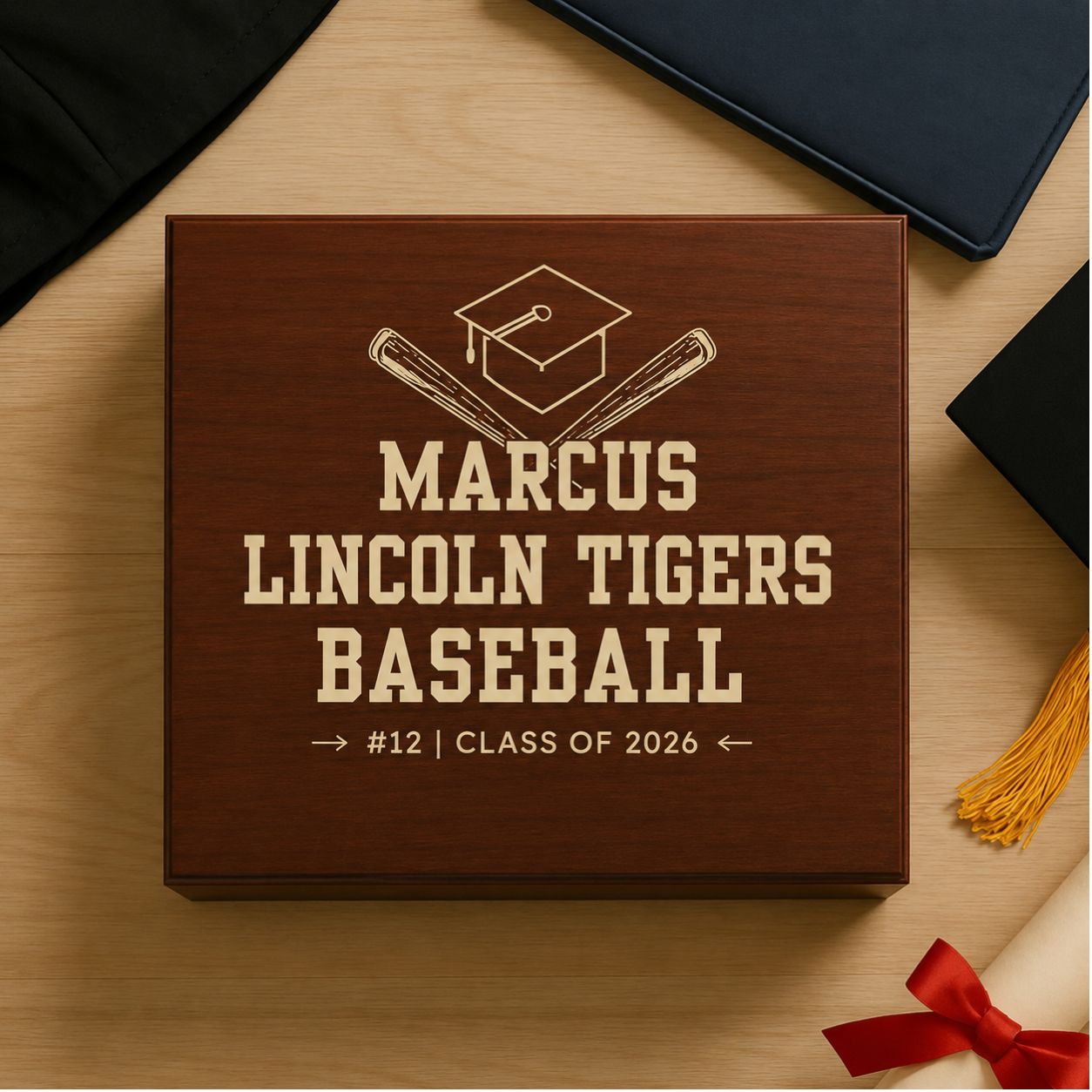 Senior Baseball School Keepsake Box