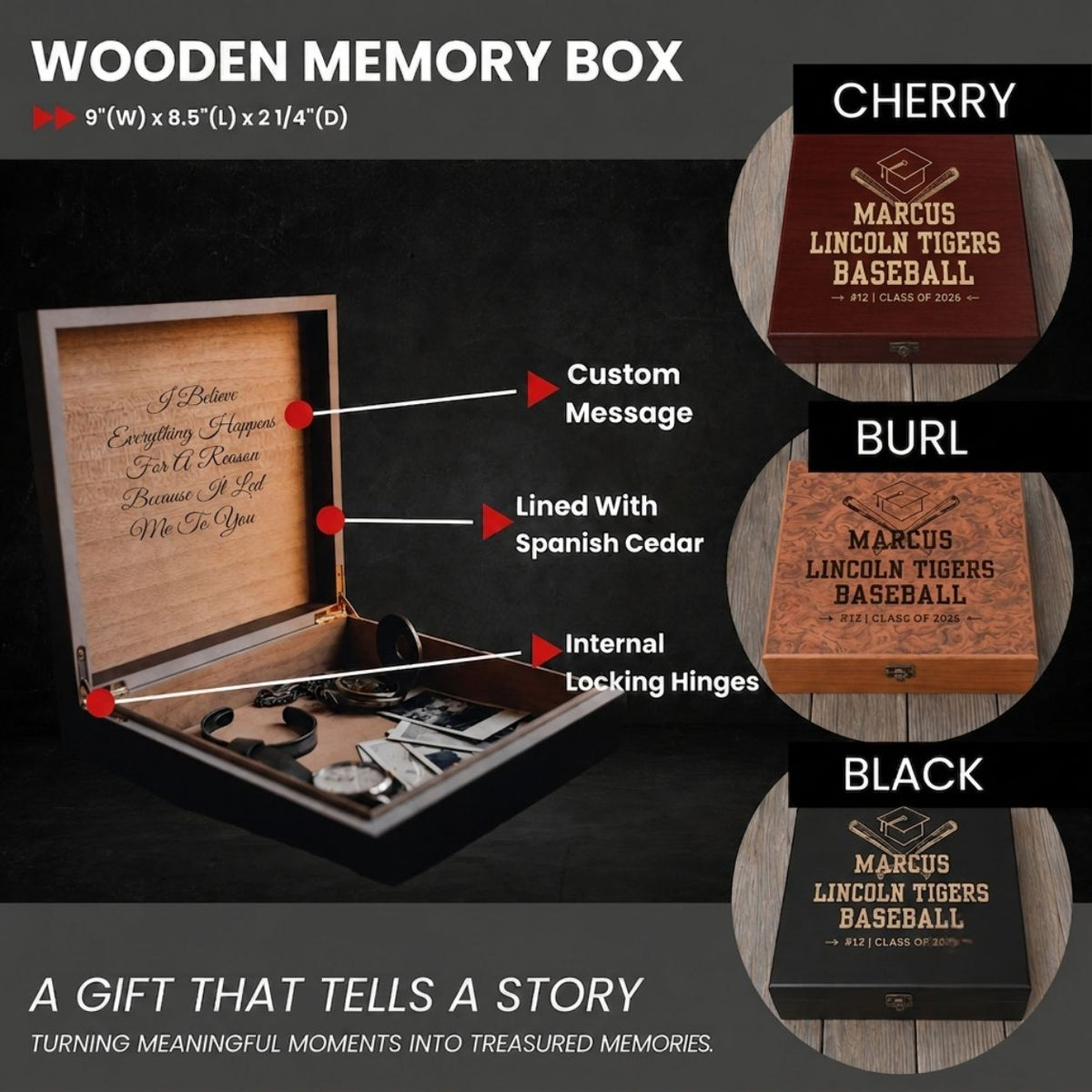 Senior Baseball School Keepsake Box