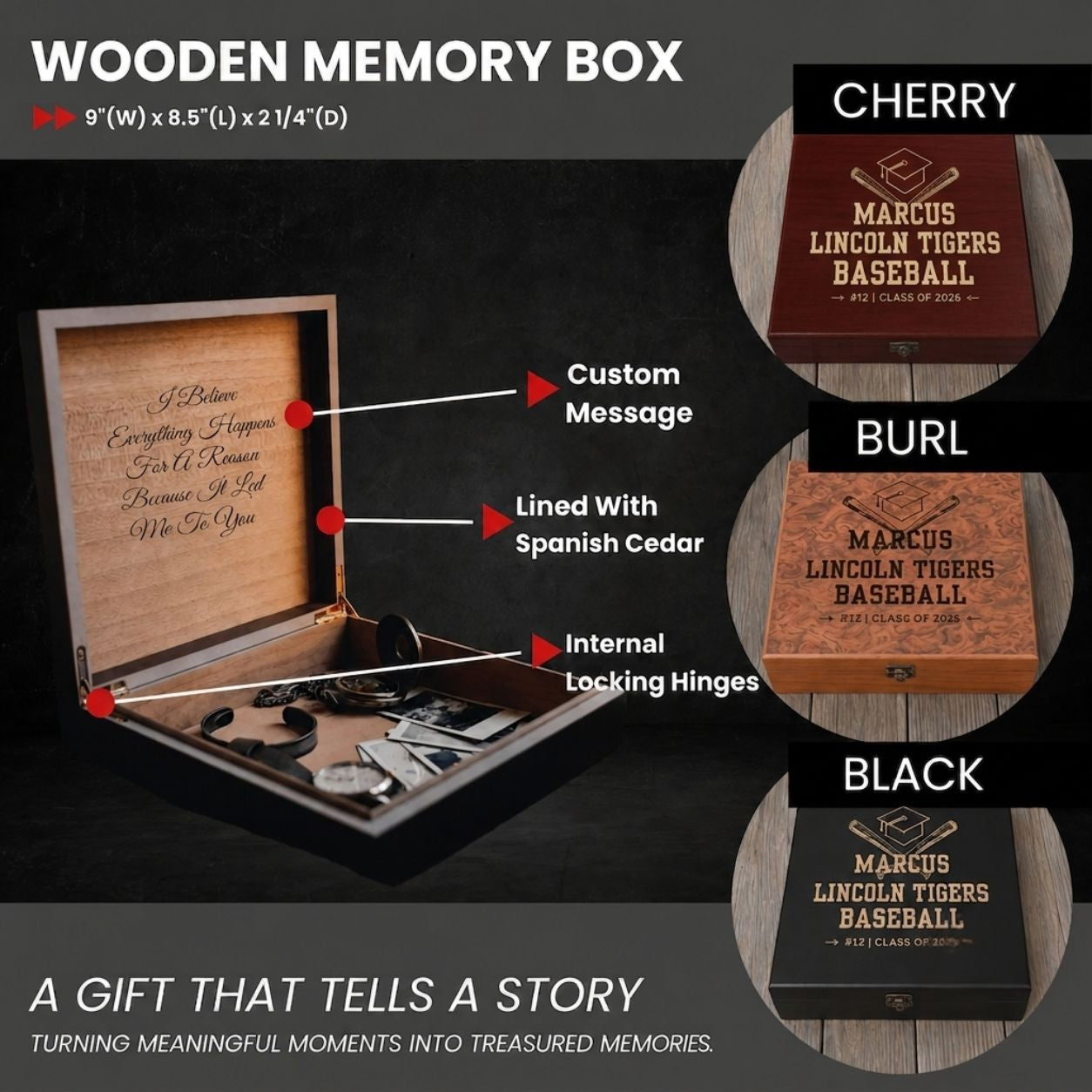 Senior Baseball School Keepsake Box