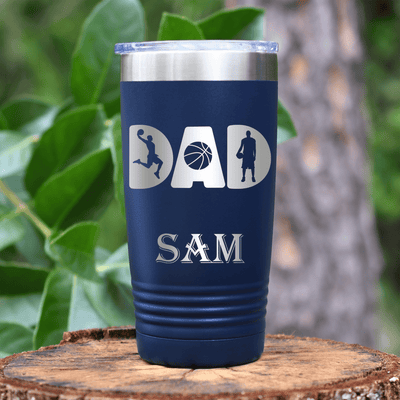 Navy Basketball Tumbler With Basketball Dads Statement Design