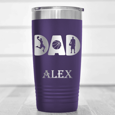 Purple Basketball Tumbler With Basketball Dads Statement Design