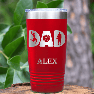 Red Basketball Tumbler With Basketball Dads Statement Design