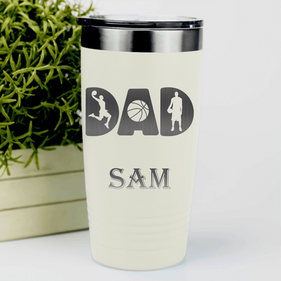 White Basketball Tumbler With Basketball Dads Statement Design