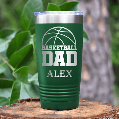 Green Basketball Tumbler With Basketball Father Figure Design