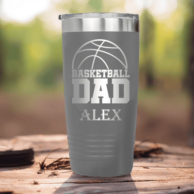 Grey Basketball Tumbler With Basketball Father Figure Design