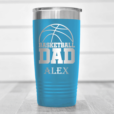 Light Blue Basketball Tumbler With Basketball Father Figure Design