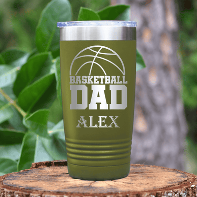 Military Green Basketball Tumbler With Basketball Father Figure Design