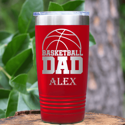 Red Basketball Tumbler With Basketball Father Figure Design