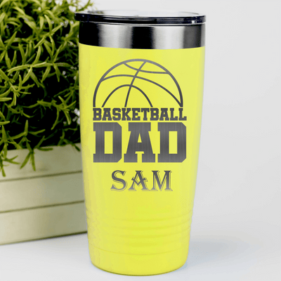 Yellow Basketball Tumbler With Basketball Father Figure Design