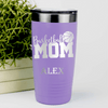 Light Purple Basketball Tumbler With Basketball Mom In Words Design