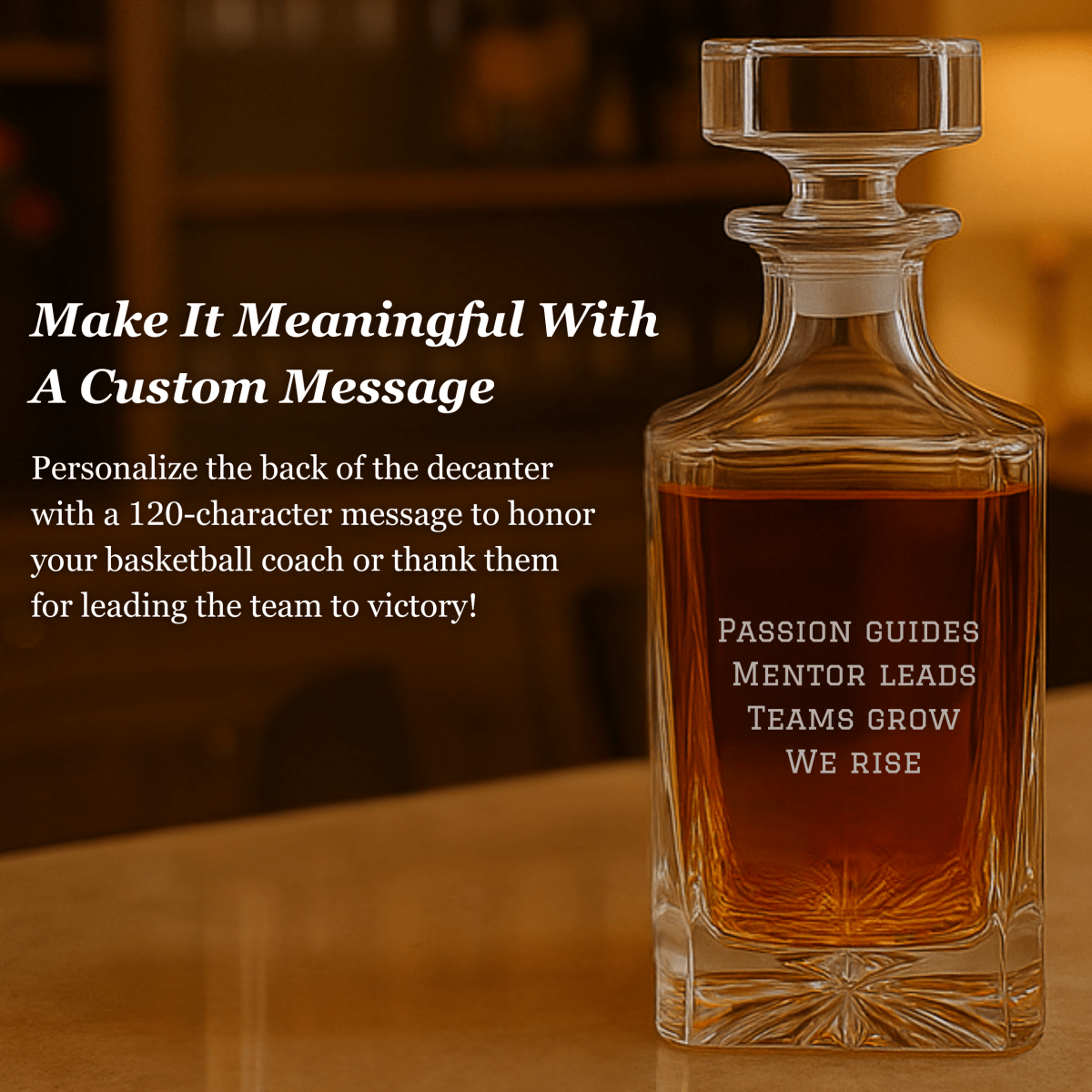 Unique Personalized Basketball Coach Decanter Customized basketball Whiskey Glasses Gifts for Men by Groovy Guy