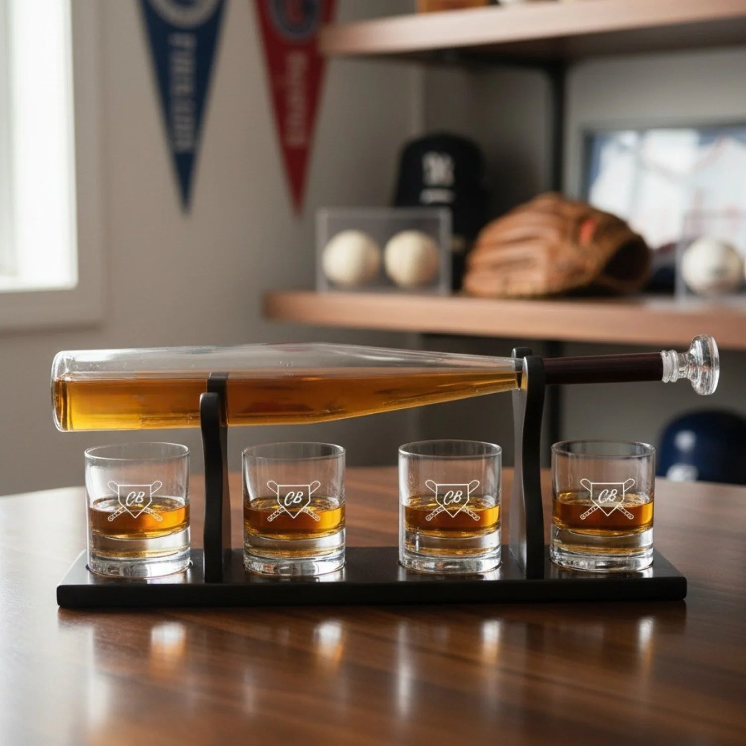 Personalized Baseball Bat Decanter Set