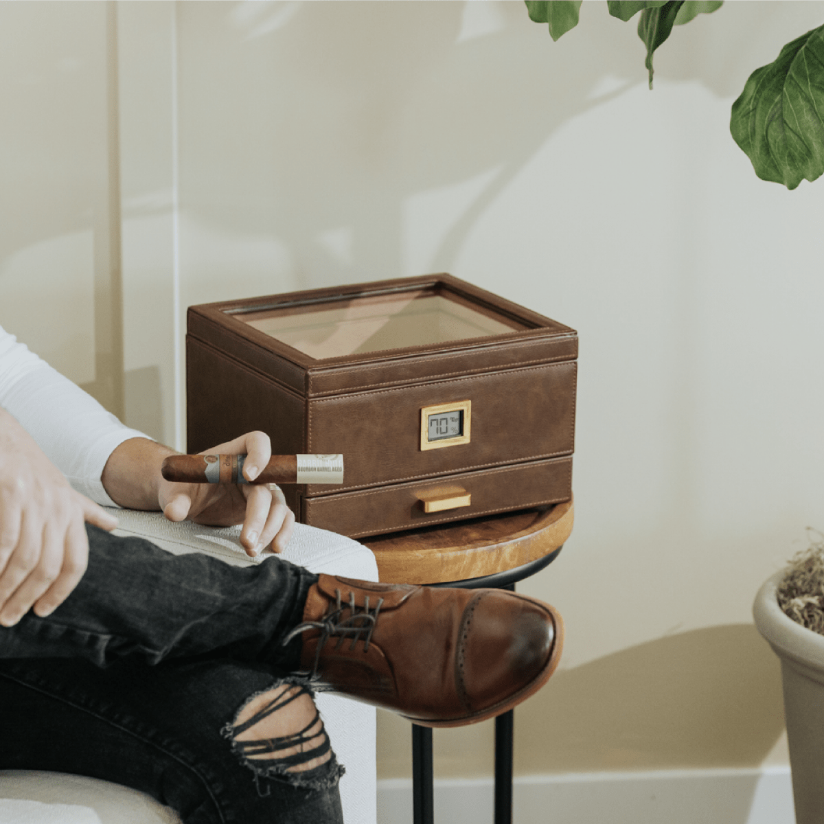 Unique Personalized Belmont Glass Top Humidor Customized Humidor Gifts for Men by Groovy Guy