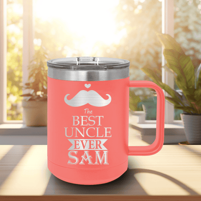 Coral Uncle Mug Shaped Tumbler With Best Uncle Ever Design