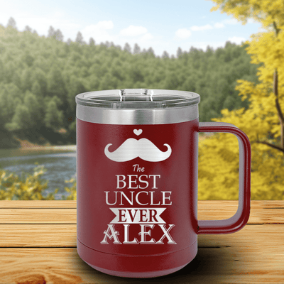 Maroon Uncle Mug Shaped Tumbler With Best Uncle Ever Design