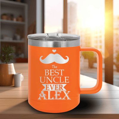 Orange Uncle Mug Shaped Tumbler With Best Uncle Ever Design