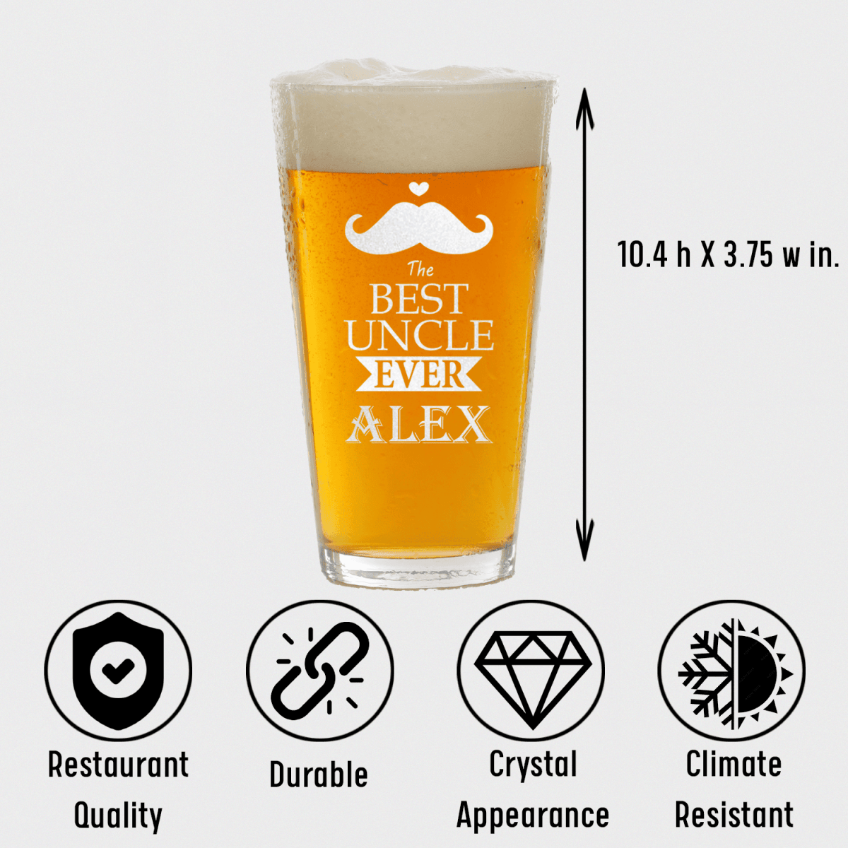 Unique Personalized Best Uncle Ever Pint Glass Customized Uncle Pint Glasses Gifts for Men by Groovy Guy