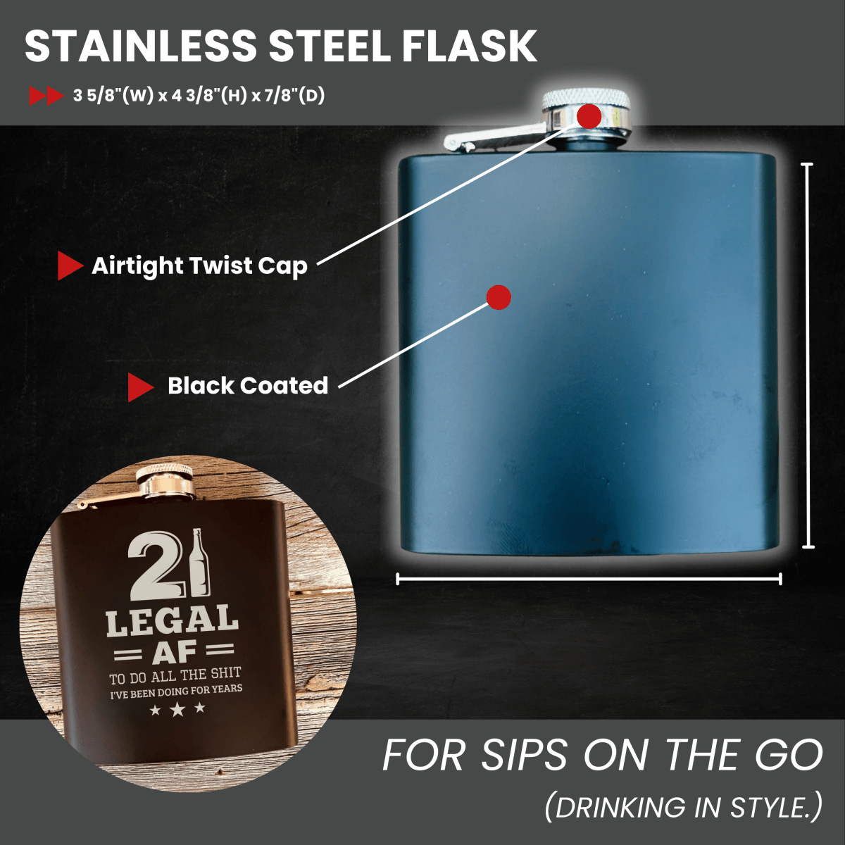 Unique Personalized 21st Birthday Flask Customized Flask Gifts for Men by Groovy Guy