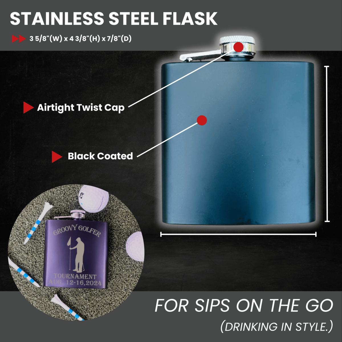 Unique Personalized Champion Series Golf Bag Flask Customized Golf Gifts for Men by Groovy Guy