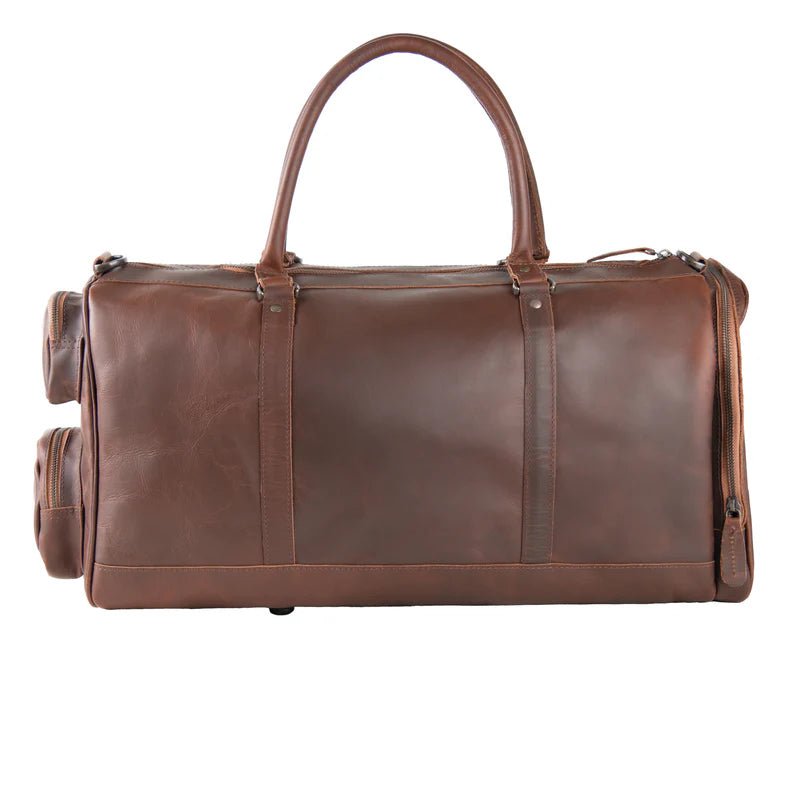 Unique Personalized Monogrammed Luxury Leather Duffle Bag Customized Duffel Bags Gifts for Men by Groovy Guy