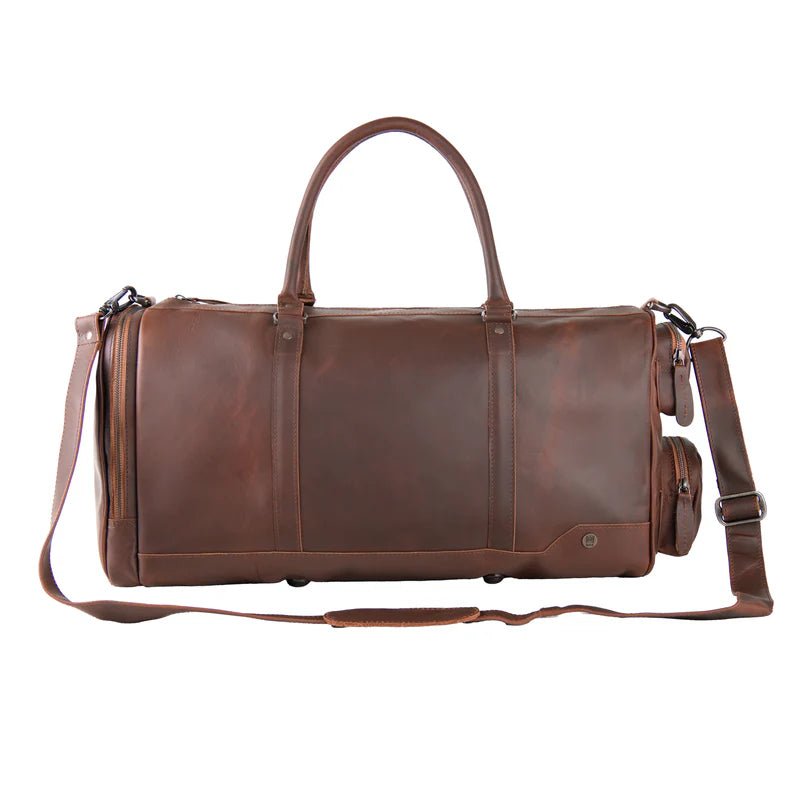Unique Personalized Monogrammed Luxury Leather Duffle Bag Customized Duffel Bags Gifts for Men by Groovy Guy