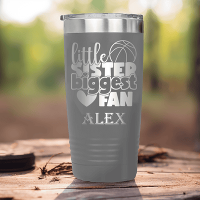 Grey Basketball Tumbler With Cheering From The Sidelines Design
