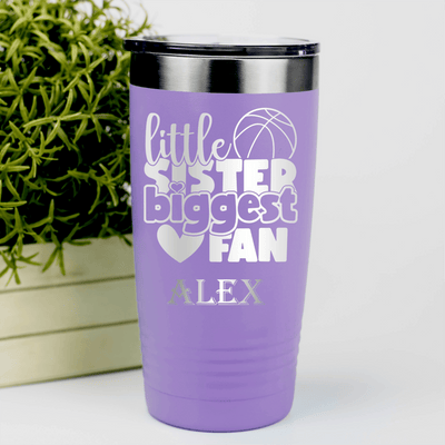 Light Purple Basketball Tumbler With Cheering From The Sidelines Design