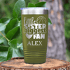 Military Green Basketball Tumbler With Cheering From The Sidelines Design